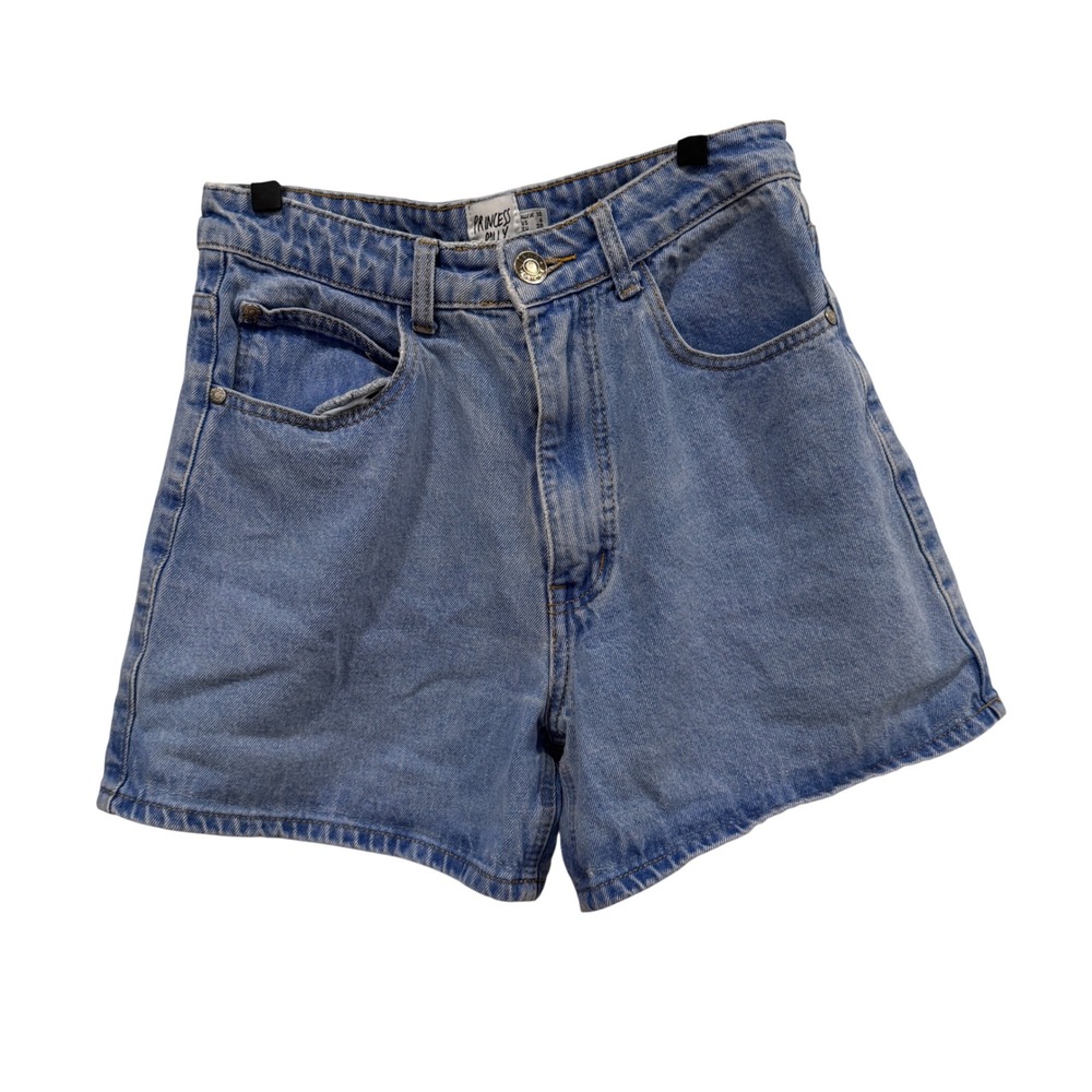 Princess Polly Blue Denim High Waisted Shorts Light Wash Womens Size 6 US